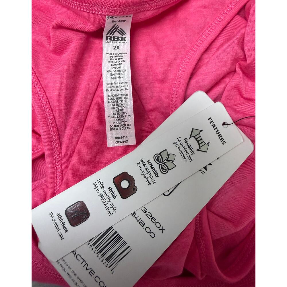 RBX Active Womens Pink Tank Top 2X Plus Size Workout Gym Athletic Scoop NWT New - Picture 5 of 8